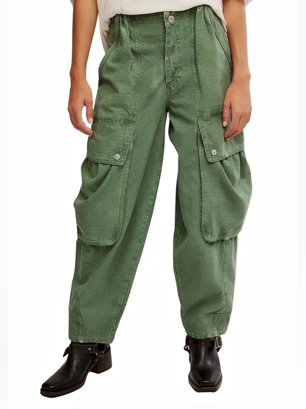 Free People Brentwood Slouch Cargo Pants Olive Green Size 8